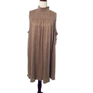NWT Nine West Womens Metallic Shimmer Dress XL Blush Sleeveless Trapeze Short